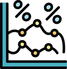 Poster - Line chart showing market fluctuation with percentage sign icon