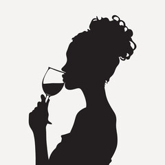 Sticker - Silhouette woman drinking wine