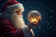© mohdfaizal - Santa Claus Holding a Luminous Christmas Ornament