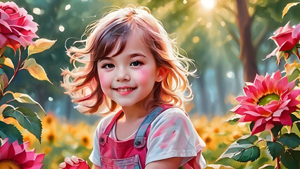 Wall Mural - Pictures of cute kid. and the beauty of nature. kid.(a.8)