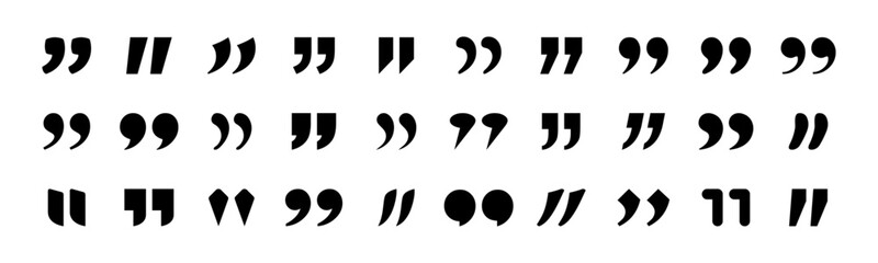 Quotation Mark Vector Set. Typographic Designs Collection of Quote Mark Vector Illustration.