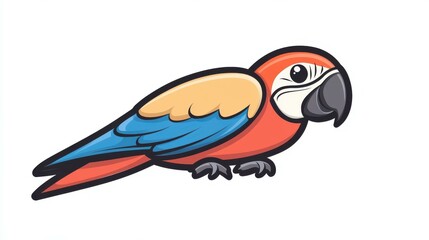 Poster - A playful cartoon parrot design perfect for tshirts, web, and app use. Fun and vibrant sketch style illustration.