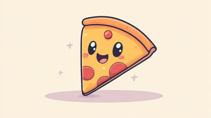 Sticker - This adorable pizza slice features a cheerful face, embodying a Kawaii design thats perfect for food lovers and cartoon fans