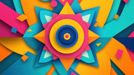 Vibrant abstract kaleidoscope animation featuring colorful rotating shapes in a modern flat illustration style, enhancing visual appeal.