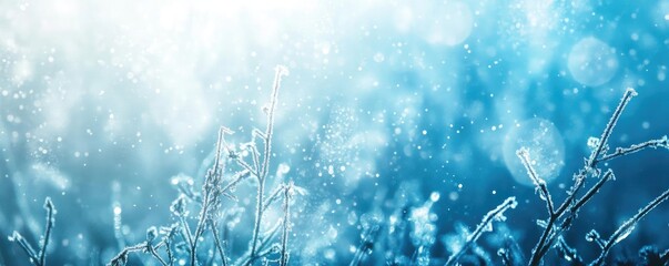Aufkleber - A serene, dreamy backdrop featuring delicate frost and sparkling light, perfect for winter-themed designs and compositions.