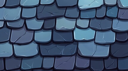 Sticker - A detailed closeup of a slate roof captures the texture and color variations, showcasing its unique charm in modern art.