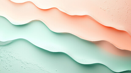 Poster - Layered Waves Of Peach And Mint Tones Abstract Creative Design