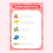 © Firda Ely - Writing. tracing letters worksheet for kids with outfit illustration