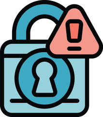Poster - This vector illustration of a padlock with a warning sign is perfect for representing online security threats