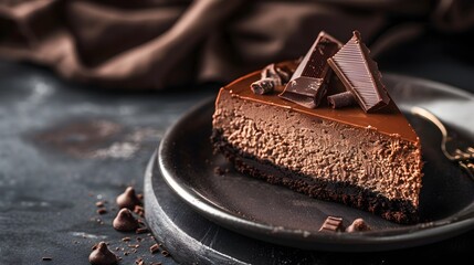 Decadent Chocolate Cheesecake with Smooth Ganache Topping and Cookie Crust