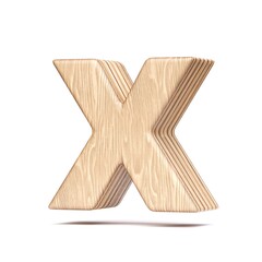 Plywood font Letter X 3D