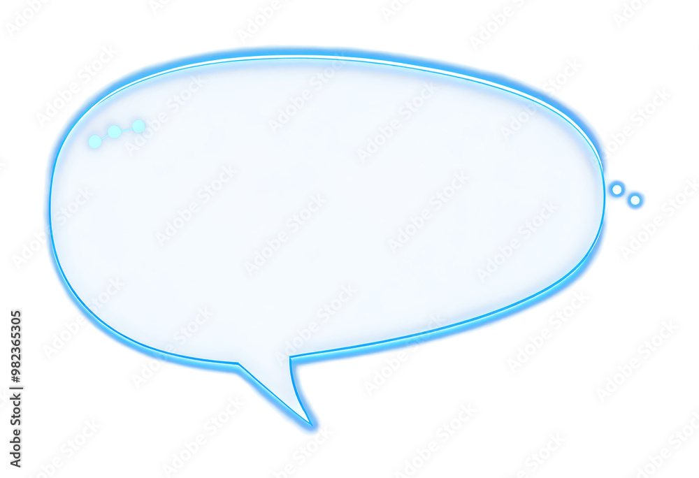 Blue outline speech bubble with dots on transparent background Stock ...