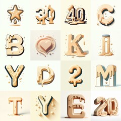 Beige Lettering Typeface. AI generated illustration