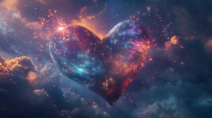 Wall Mural - captivating cosmic heart dreamy celestial space for text and design