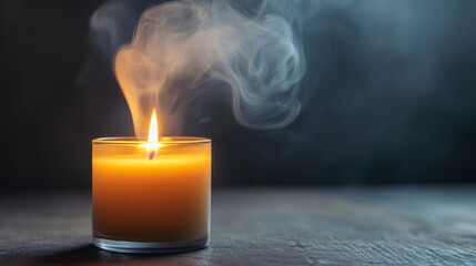 Aufkleber - Gray smoke curling up from a recently extinguished candle, slowly dissipating into the air, creating an atmosphere of tranquility and closure
