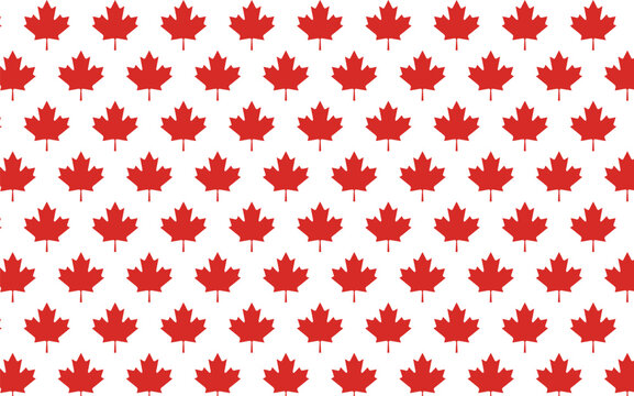 Maple leaf icon background repeated pattern marking Canada Day on July 1st