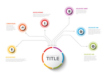 Poster - simple colorful circular infographic design template with six element and big circle with title on t