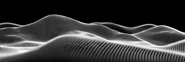 Aufkleber - A mesmerizing display of silver particles intricately weaving together to form a geometric pattern, set against a deep black background, embodies a futuristic digital artistry.