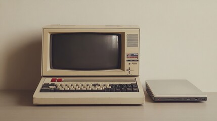 Sticker - Vintage Computer and Laptop - A Comparison