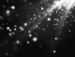 Aufkleber - Small silver dots scatter chaotically across a dark background, some glowing brightly while others fade, creating a mesmerizing stardust effect reminiscent of the cosmos.