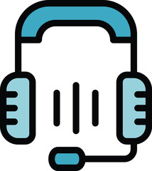 Poster - Headset icon with soundwaves, illustrating the concept of customer support being provided