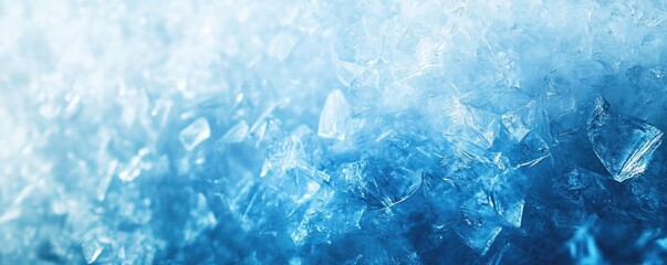 Aufkleber - Close-up of shimmering ice crystals in a blue hue, creating a serene, tranquil effect. Perfect for winter themes.