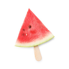 Sticker - Piece of tasty watermelon isolated on white, top view