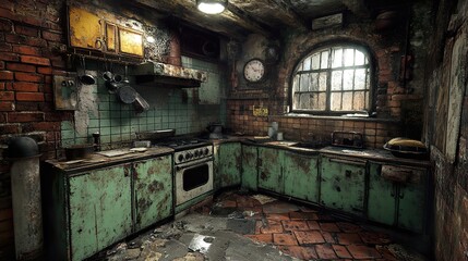 Poster - Abandoned Kitchen Interior: A Glimpse into Time's Passage