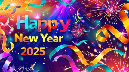 Colorful New Year banner, 