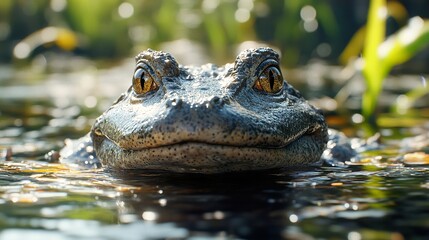 Poster - Close-up Portrait of an Alligator in Water