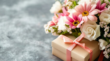 Poster - Flowers and Wrapping Present Background