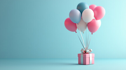 Poster - Wrapping Present Background with Balloons