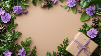 Poster - Flowers and Wrapping Present Background