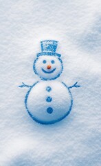 A cheerful snowman on a snowy day is looking forward to the arrival of winter holidays and winter games during the New Year, Christmas and winter holidays.