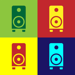 Poster - Pop art Stereo speaker icon isolated on color background. Sound system speakers. Music icon. Musical column speaker bass equipment. Vector