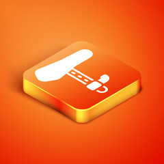 Wall Mural - Isometric Bicycle seat icon isolated on orange background. Bicycle saddle. Vector