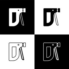 Poster - Set Construction stapler icon isolated on black and white background. Working tool. Vector