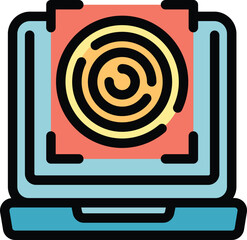 Poster - Laptop is scanning a fingerprint for user authentication, providing secure access and identity verification