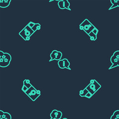 Poster - Set line Question and Exclamation, Car service and Five stars rating review on seamless pattern. Vector