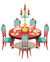 Dining table vector illustration isolated on a white background