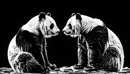 Wall Mural - Panda and Polar Bear Illustration Representing Pandas and Polaris Data Analysis Python Packages