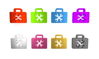Poster - Colorful Toolbox icon isolated on white background. Tool box sign. Minimalism concept. 3D render illustration