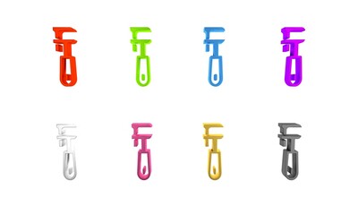 Poster - Colorful Pipe adjustable wrench icon isolated on white background. Minimalism concept. 3D render illustration