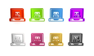 Poster - Colorful Creating robot icon isolated on white background. Artificial intelligence, machine learning, cloud computing. Minimalism concept. 3D render illustration
