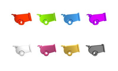 Wall Mural - Colorful Cannon icon isolated on white background. Minimalism concept. 3D render illustration