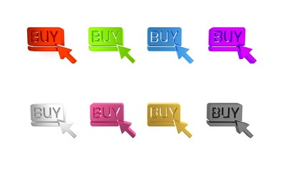 Poster - Colorful Buy button icon isolated on white background. Financial and stock investment market concept. Minimalism concept. 3D render illustration