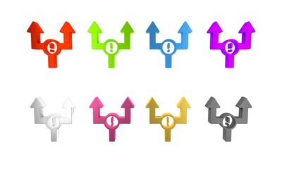 Poster - Colorful Arrow icon isolated on white background. Direction Arrowhead symbol. Navigation pointer sign. Minimalism concept. 3D render illustration