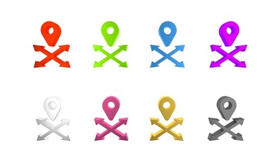 Poster - Colorful Map pin icon isolated on white background. Navigation, pointer, location, map, gps, direction, place, compass, search concept. Minimalism concept. 3D render illustration