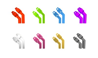 Poster - Colorful LAN cable network internet icon isolated on white background. Minimalism concept. 3D render illustration