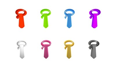 Sticker - Colorful Tie icon isolated on white background. Necktie and neckcloth symbol. Minimalism concept. 3D render illustration